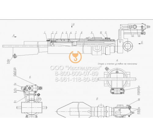 Гидроцилиндр телескопирования второй секции Ц-140.720.80.000